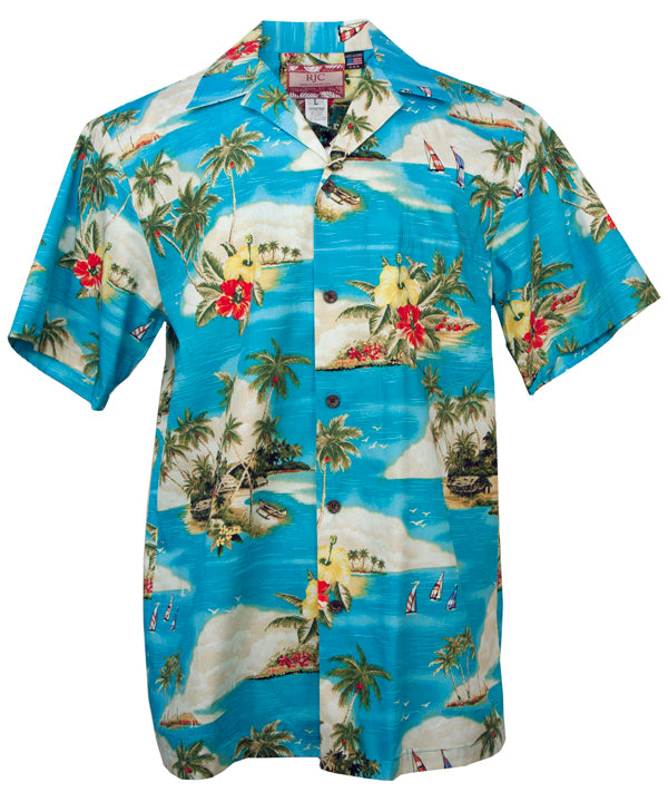 Hawaiian Shirt Hawaiian Islands (turquoise)