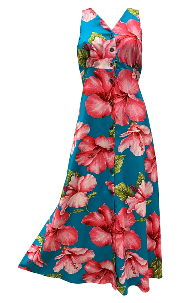 Long hawaiian print on sale dresses