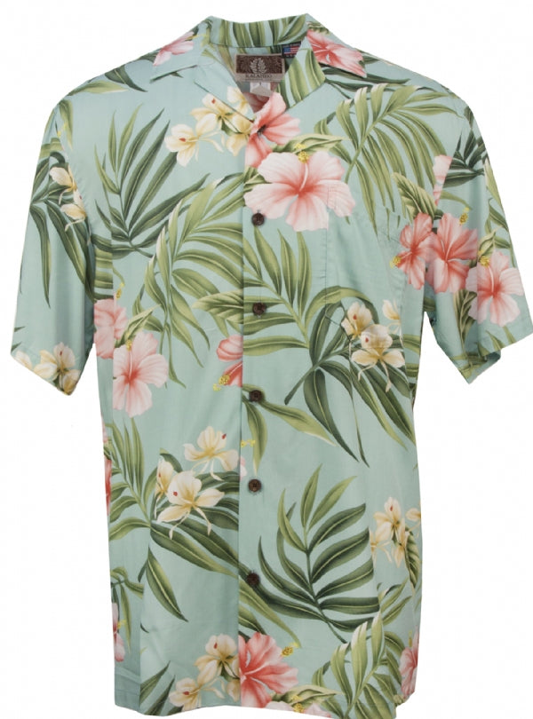 Light Pink Hibiscus Print Aloha Shirt | Pink Men's Shirt