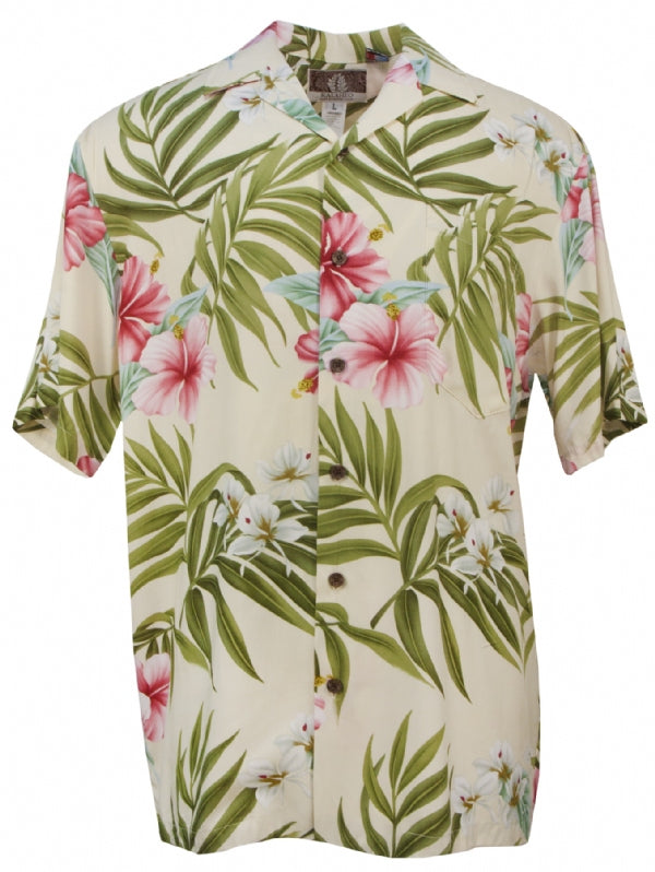 Light Pink Hibiscus Print Aloha Shirt | Pink Men's Shirt