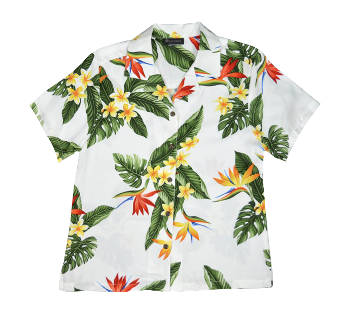 Plumeria Paradise Womens Long Camp Shirt