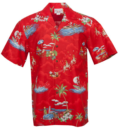 RJC Hawaii Wave Riders Mens Hawaiian Shirt in Red M / Red