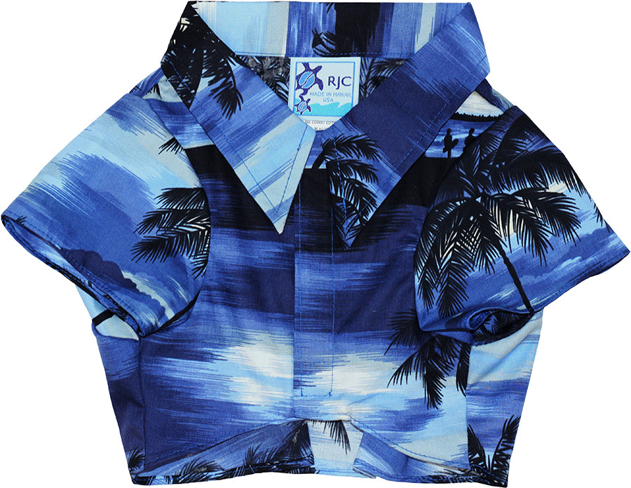 Evening Palms Doggy Hawaiian Aloha Shirt in Blue