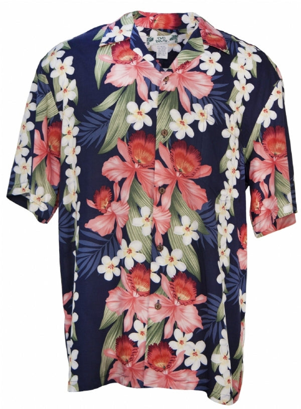 Two Palms Hawaiian Orchid Red Rayon Men's Hawaiian Shirt