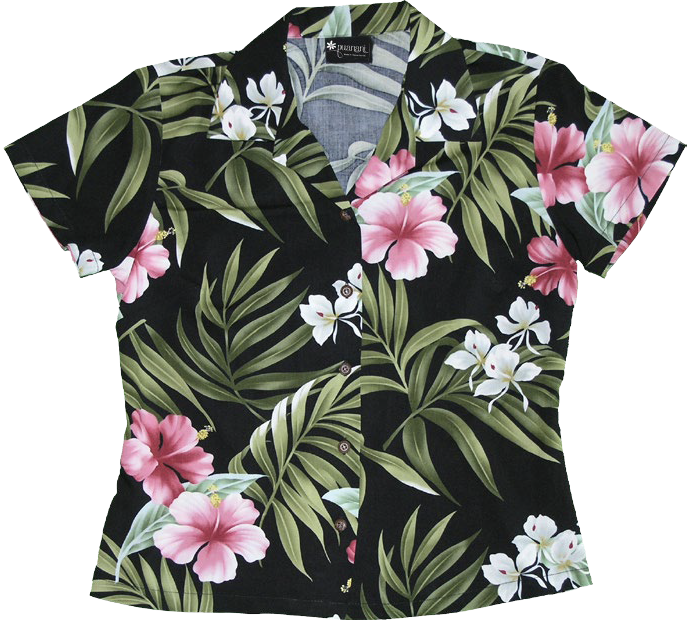 black shirt with pink flowers