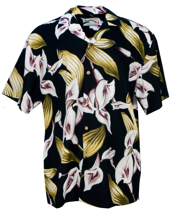 Calla Lily Mens Shirt in Black – Paradise Clothing Co