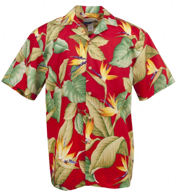 Waimea Casuals Airbrush BOP Tropical Mens Hawaiian Aloha Shirt in Red ...